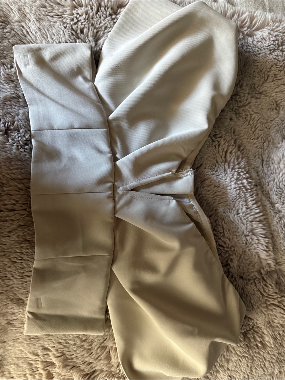 SHEIN Cream Strapless Jumpsuit with Structured Waist